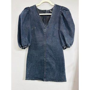 Zara Dark Denim Dress with Ballon Sleeves Size M